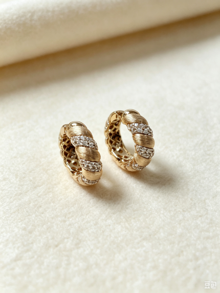 Twisted Pave Huggie Hoop Earrings