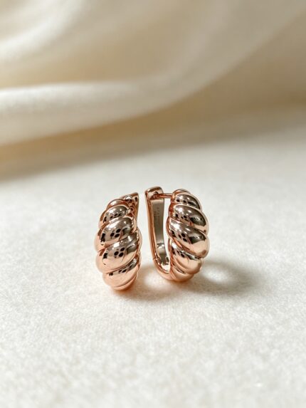 Twisted Rose Gold Hoop Earrings