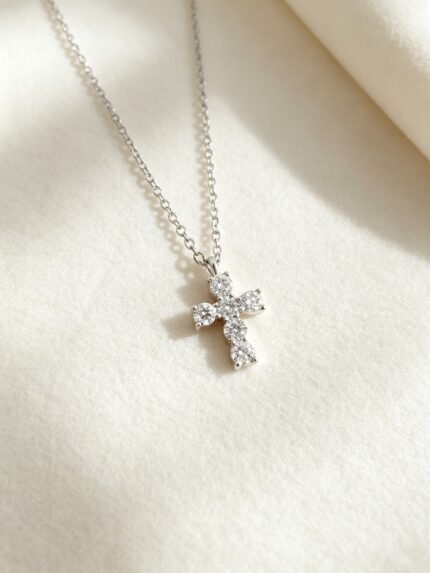 Moissanite Cross Pendant Necklace