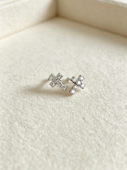 Moissanite Cross Stud Earrings