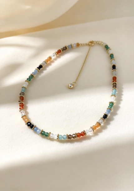 Rainbow Mixed Gemstone Beaded Necklace