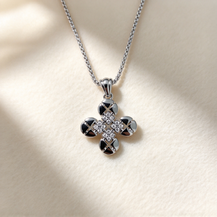 Four Leaf Clover Pave CZ Pendant Necklace